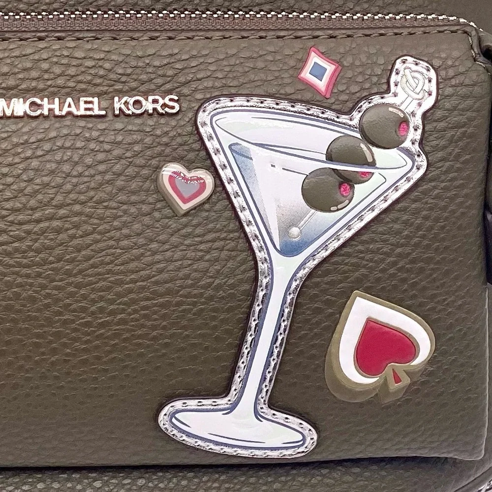 Michael Kors Olive Green Funny Pack Belt Crossbody Bag with Fun Patches